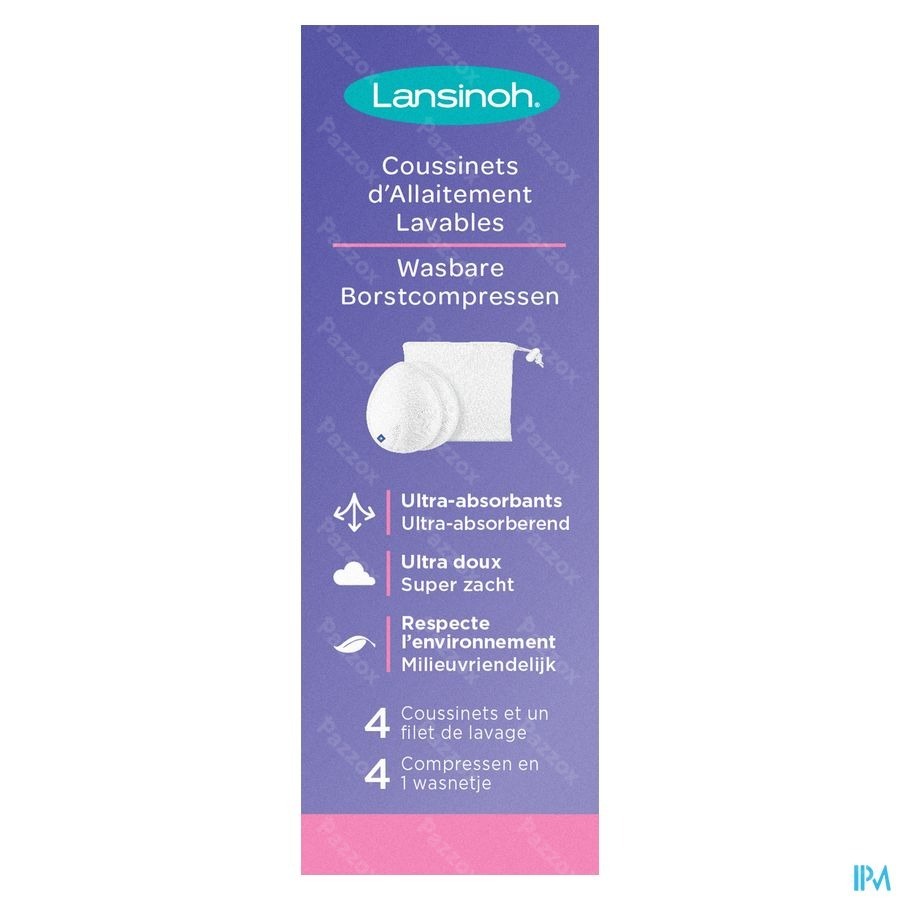 Lansinoh Borstcompressen Wasbaar 4 Stuks