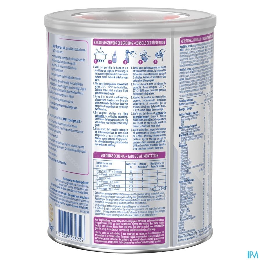 Nestlé Nan ExpertPro A.R. Lait Anti Régurgitations pour Nourrissons Bébé 0-12 Mois 800g