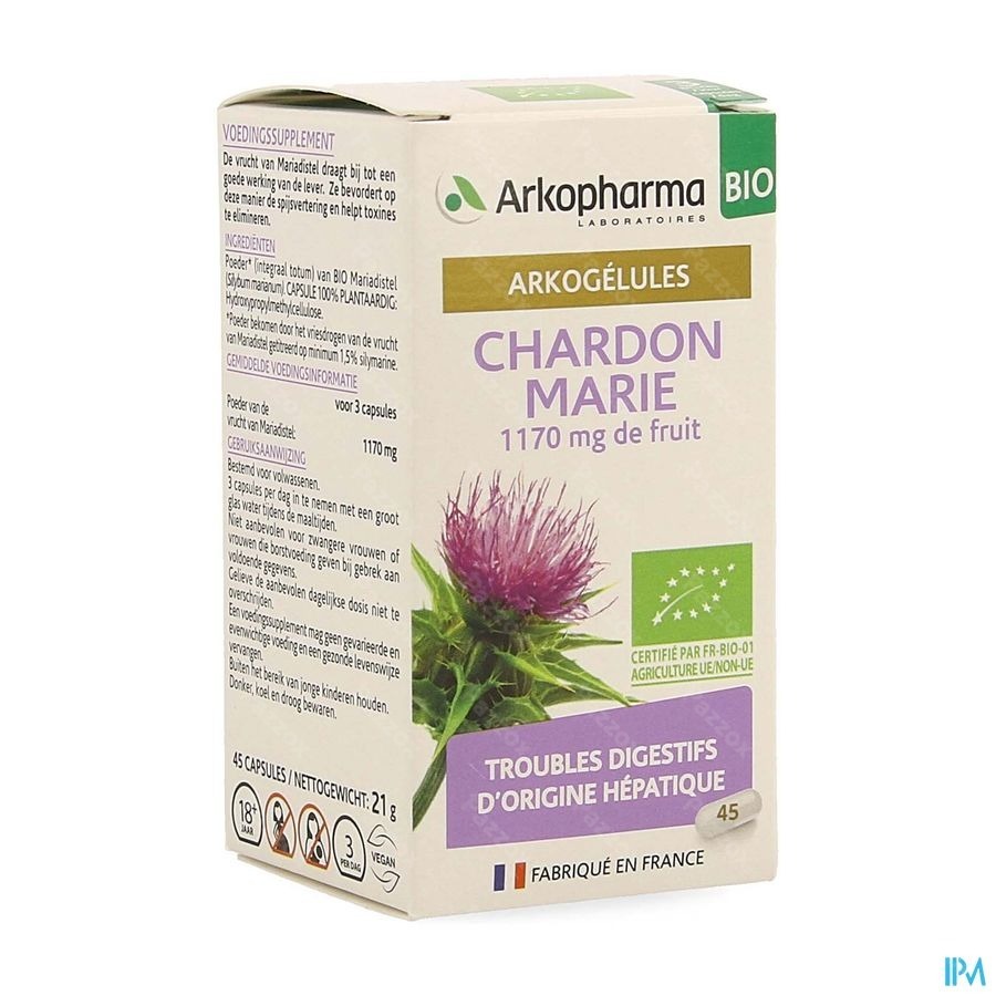Arkopharma Arkogelules Chardon Marie Bio 45 Gélules