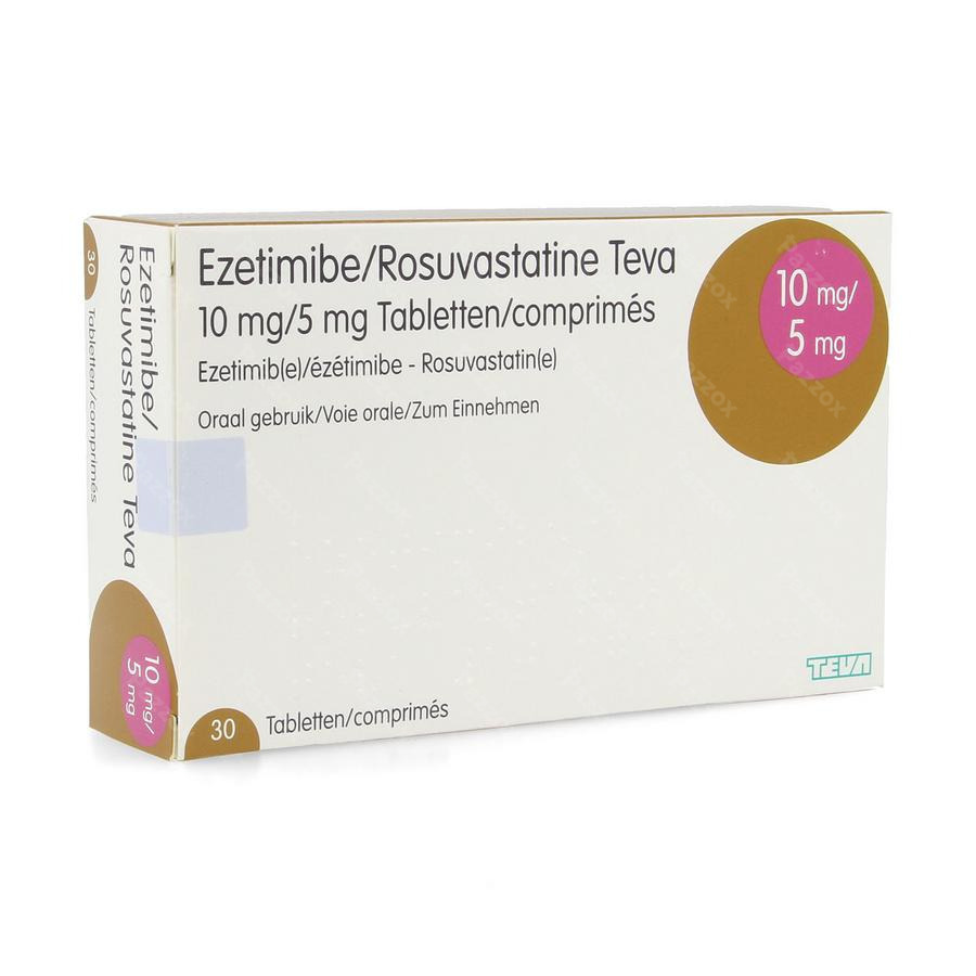 forretning lys pære Opfylde Ezetimibe Rosuvastatine Teva 10mg/ 5mg Comp 30 - Pazzox