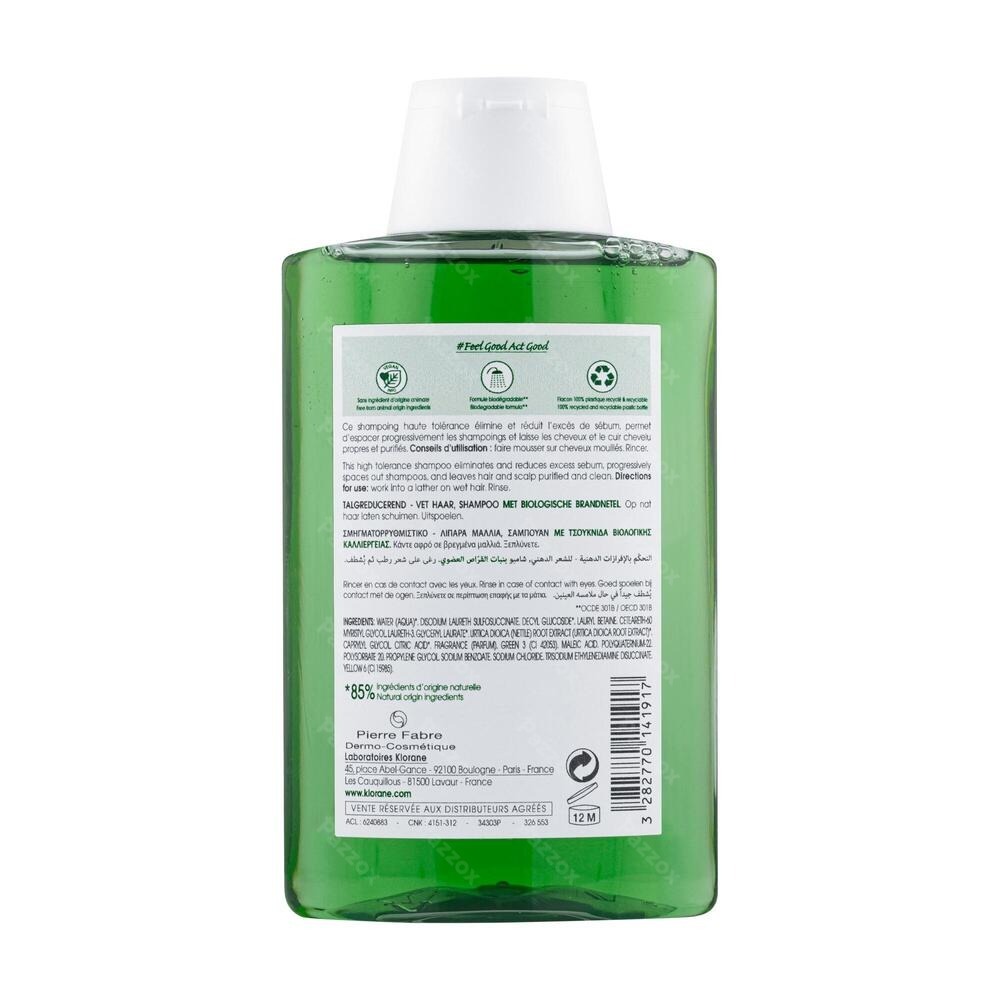 Klorane Sebumregulerende Shampoo Met Brandnetel Vet Haar 200ml