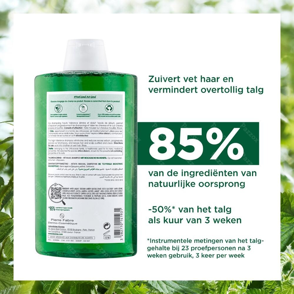 Klorane Sebumregulerende Shampoo Met Brandnetel Vet Haar 200ml