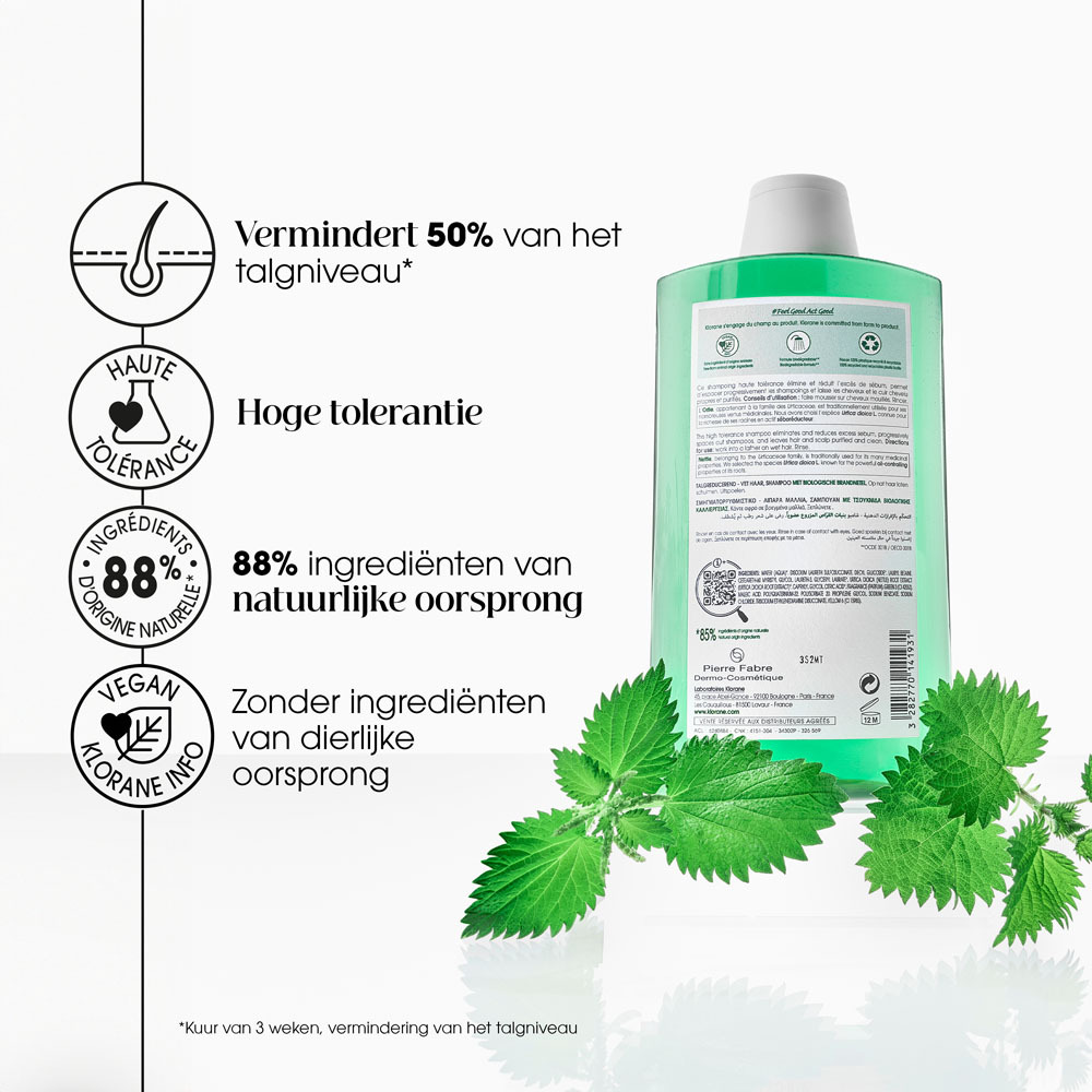Klorane Sebumregulerende Shampoo Met Brandnetel Vet Haar 200ml