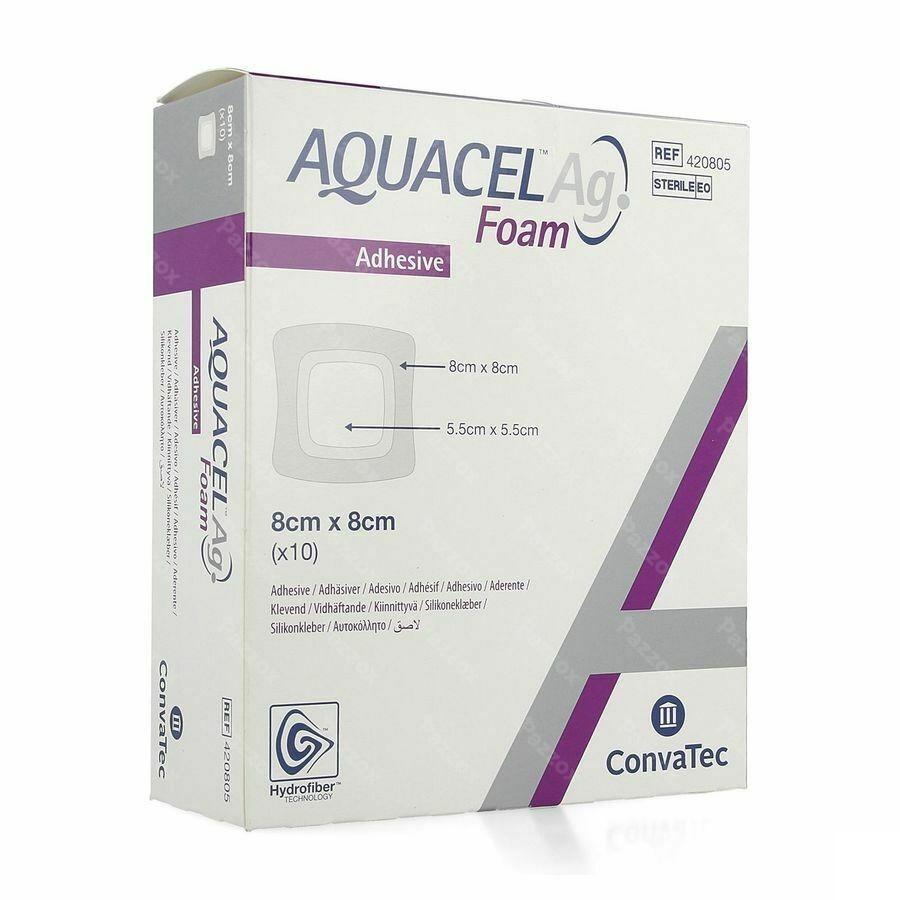 Aquacel Ag Foam Adhesif 8x8cm 10
