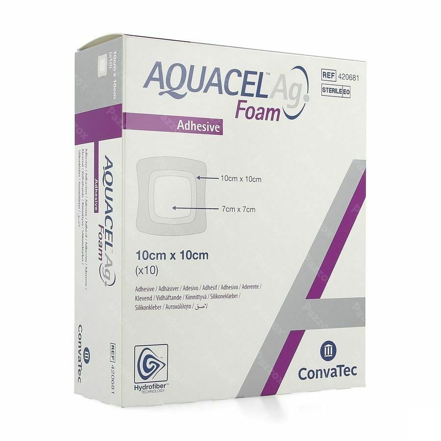 Aquacel Ag Foam Adhesif 10x10cm 10