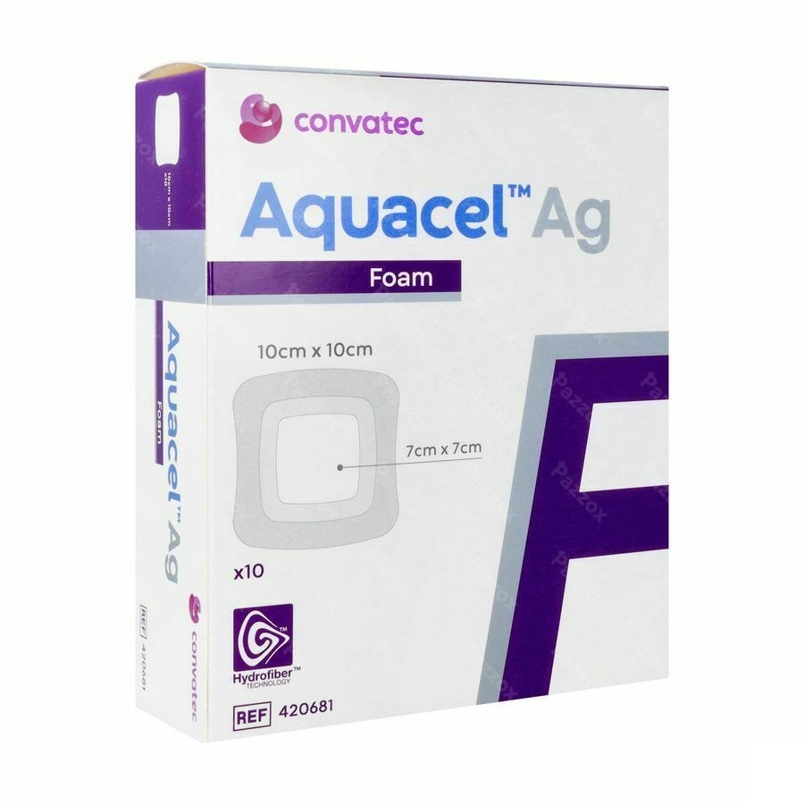 Aquacel Ag Foam Adhesif 10x10cm 10