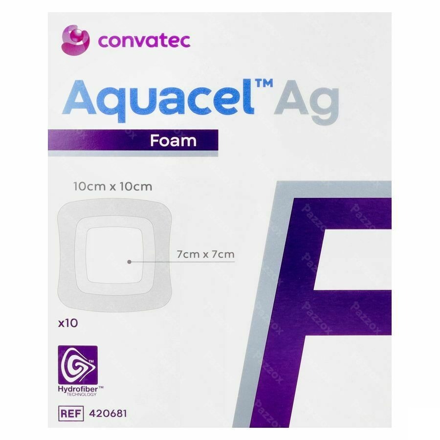 Aquacel Ag Foam Adhesif 10x10cm 10