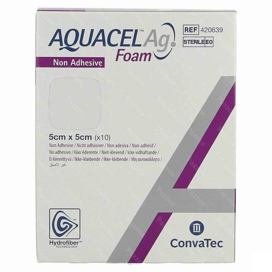 Aquacel Ag Foam Non Adhesif 5x5cm 10