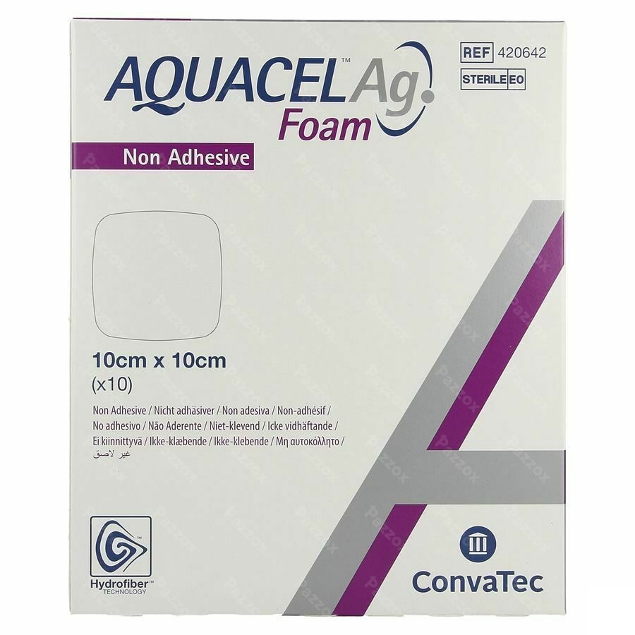 Aquacel Ag Foam Non Adhesif 10x10cm 10