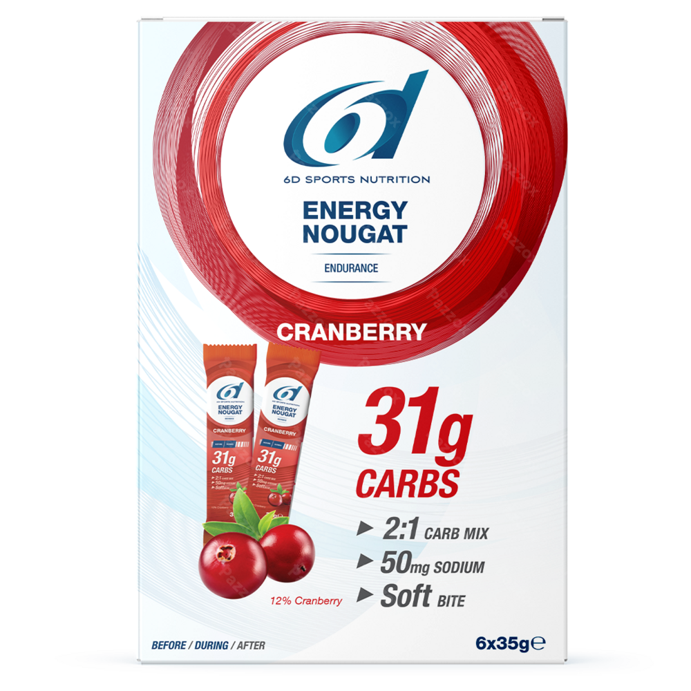 6d Sports Nutrition Energy Nougat Cranberry 6 X 35g