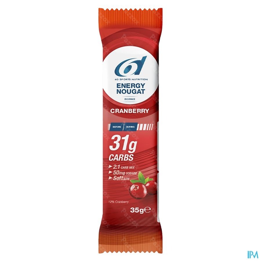 6d Sports Nutrition Energy Nougat Cranberry 6 X 35g