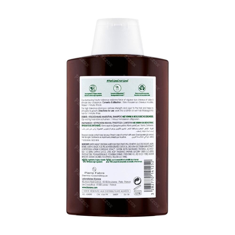Klorane Force Cheveux Fatigués Shampoing Quinine & Edelweiss 200ml