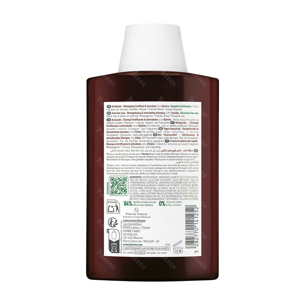 Klorane Force Cheveux Fatigués Shampoing Quinine & Edelweiss 200ml