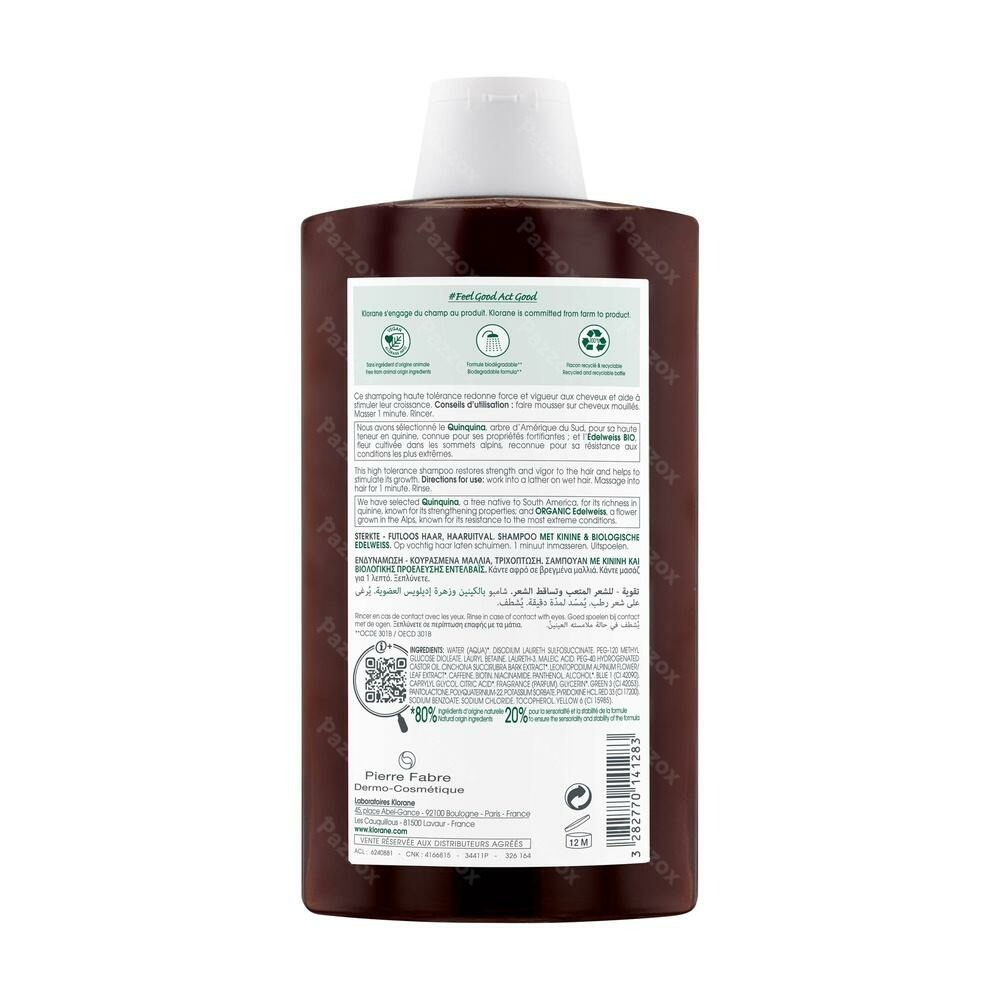 Klorane Shampooing Quinine & Edelweiss 400ml