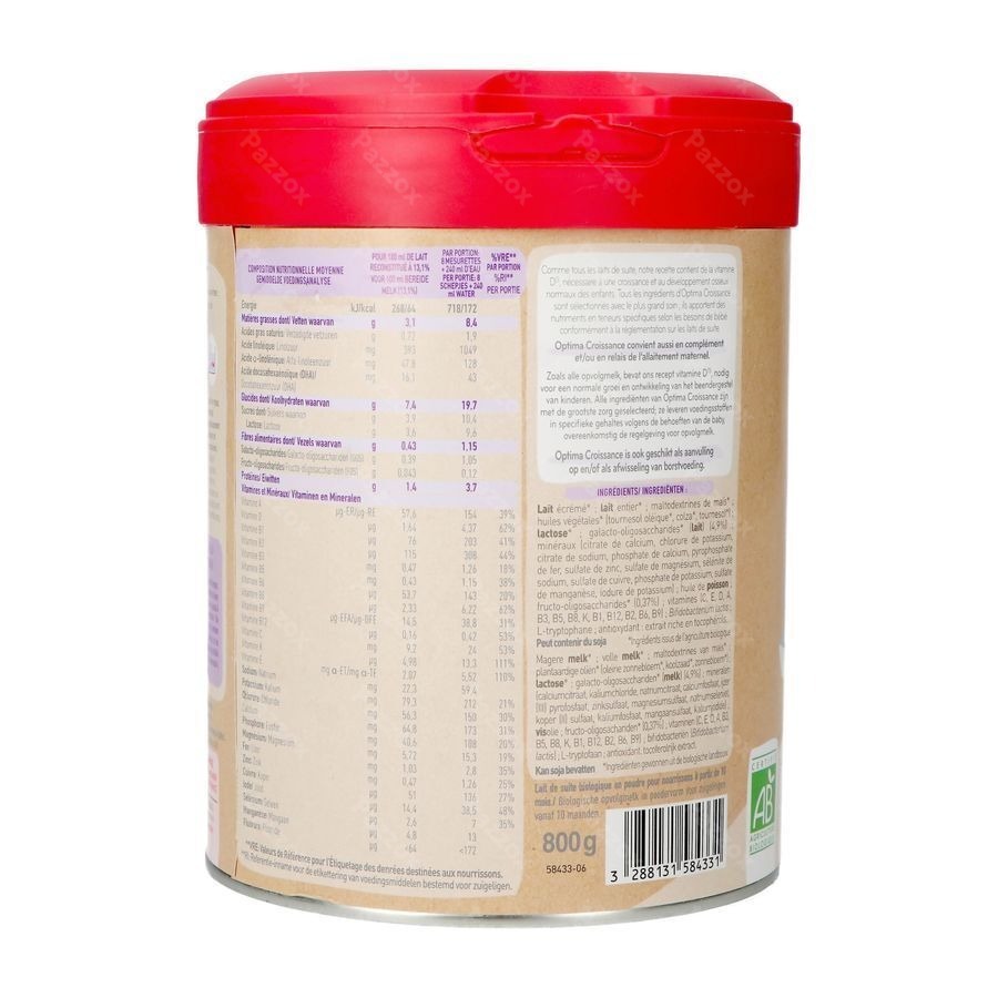 Babybio Optima 3 Lait Croissance 800g
