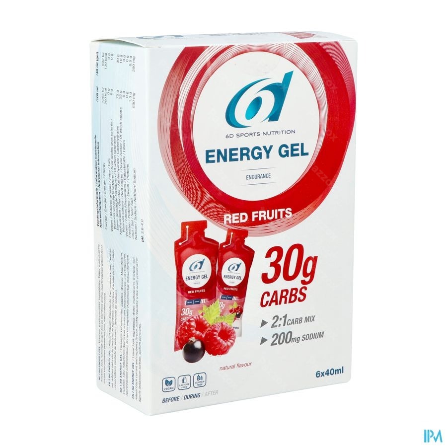 6d Sports Nutrition Energy Gel Rood Fruit 6x40ml