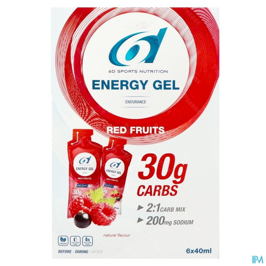 6d Sports Nutrition Energy Gel Rood Fruit 6x40ml