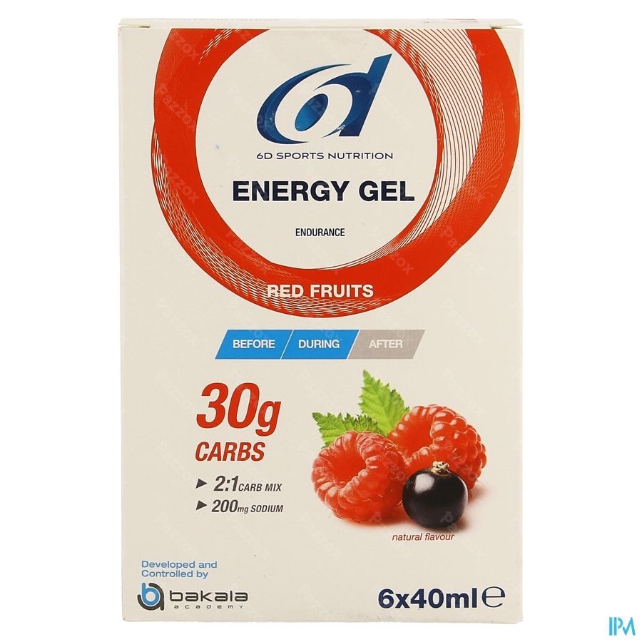 6d Sports Nutrition Energy Gel Rood Fruit 6x40ml