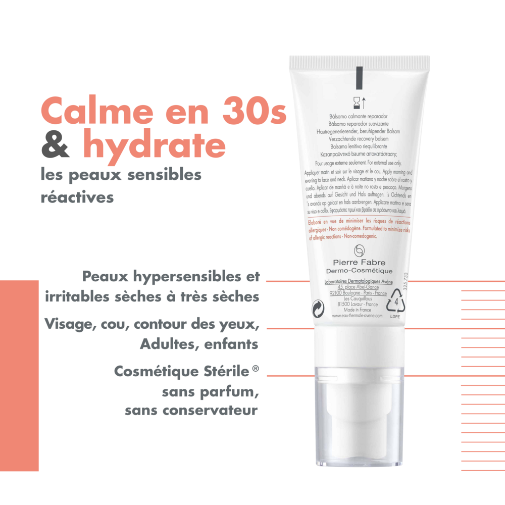 Avène Tolerance CONTROL Baume apaisant restaurateur, Peau réactive - intolérante sèche 40ml