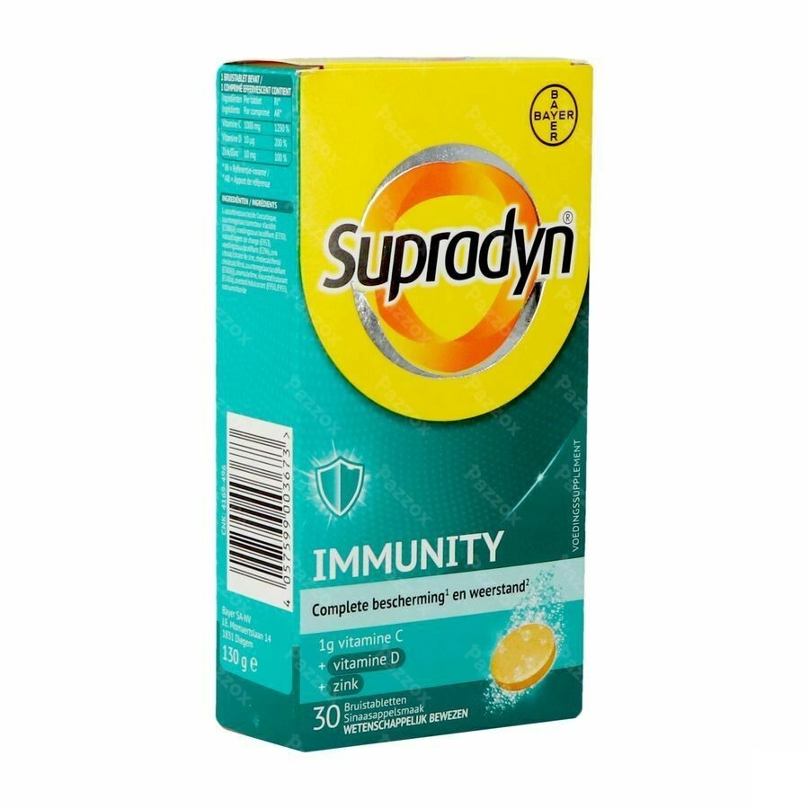 Supradyn Immunity Voedingssupplement Weerstand Vitamine C, D en Zink 30 Bruistabletten