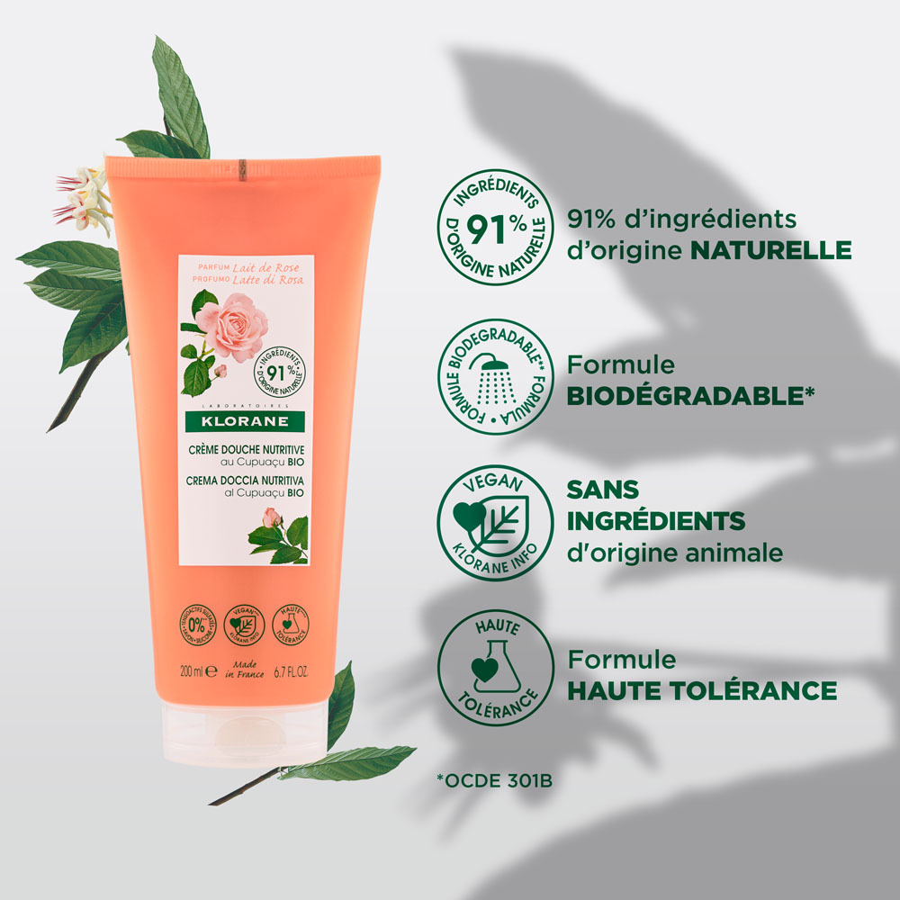 Klorane Corps Douche Cr Lait Rose 200ml Nf