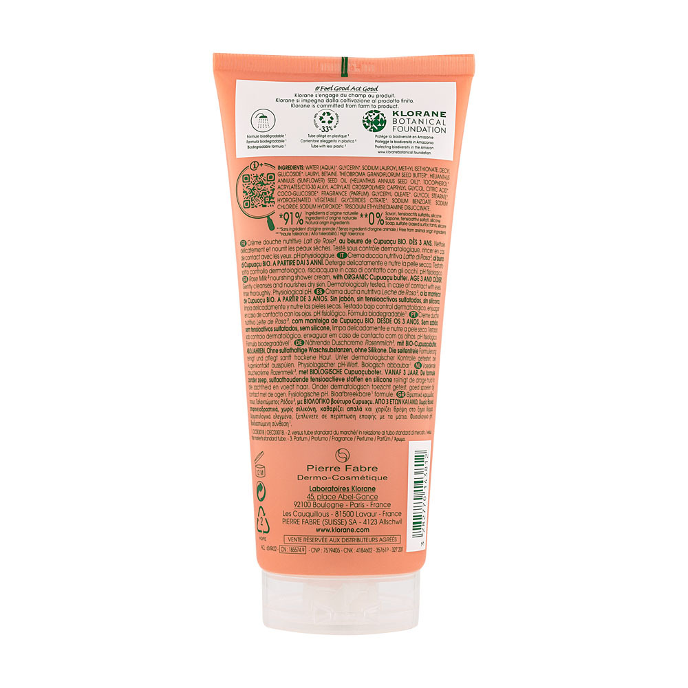 Klorane Lichaam Douchecr Lait Rose 200ml Nf