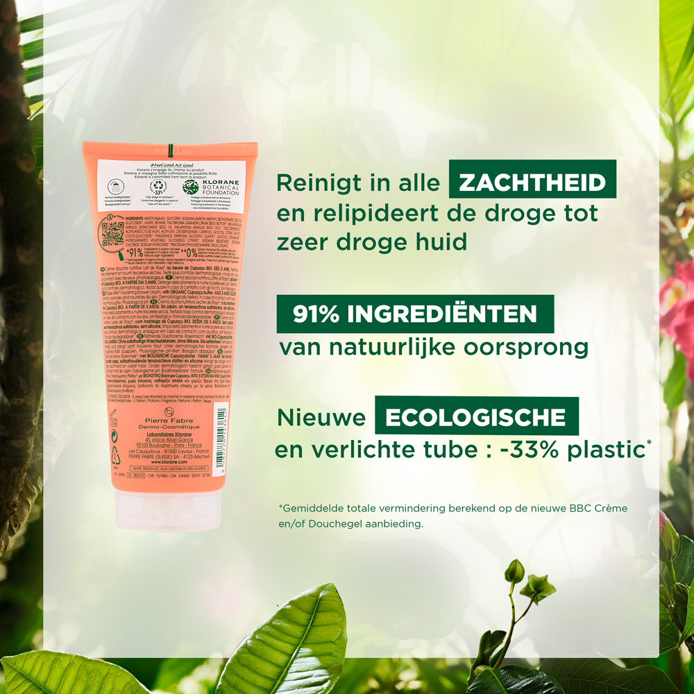 Klorane Lichaam Douchecr Lait Rose 200ml Nf