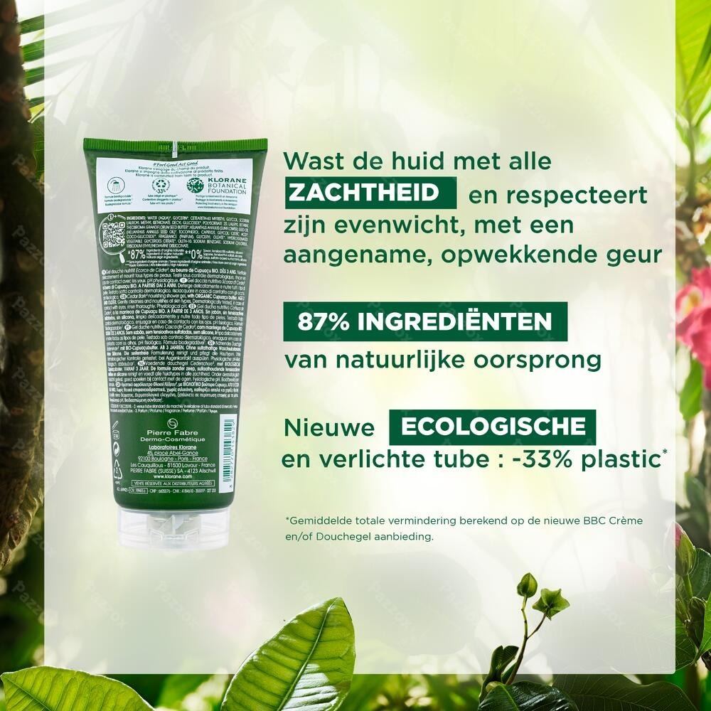 Klorane Lichaam Douchegel Cederhout 200ml