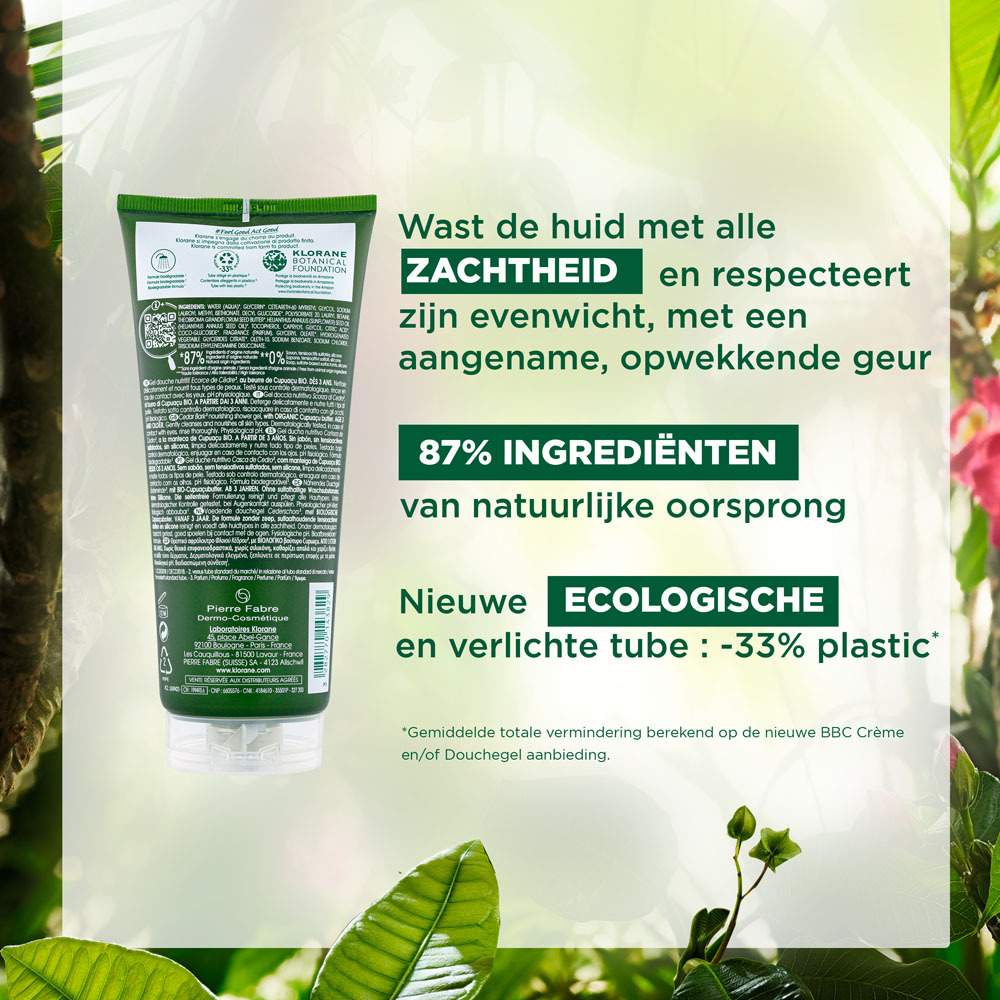 Klorane Lichaam Douchegel Cederhout 200ml