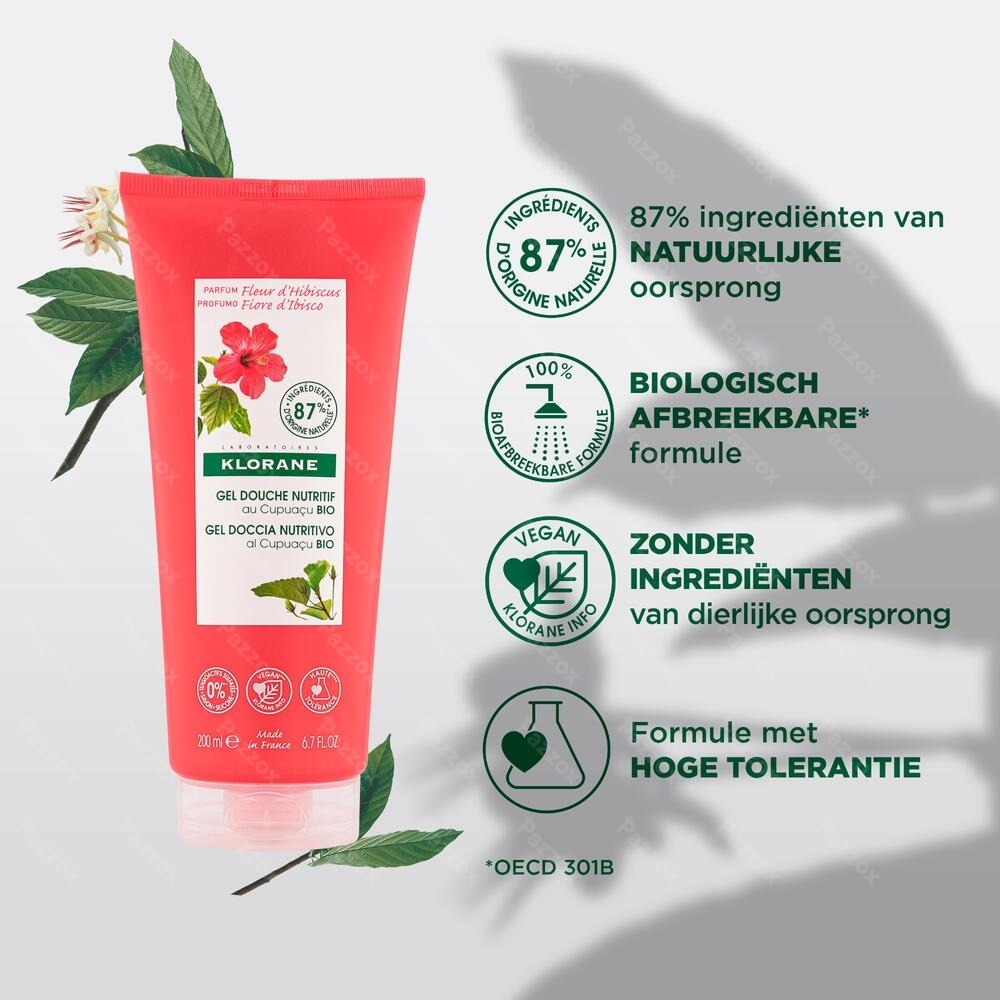 Klorane Lichaam Douchegel Hibiscusbloem 200ml Nf