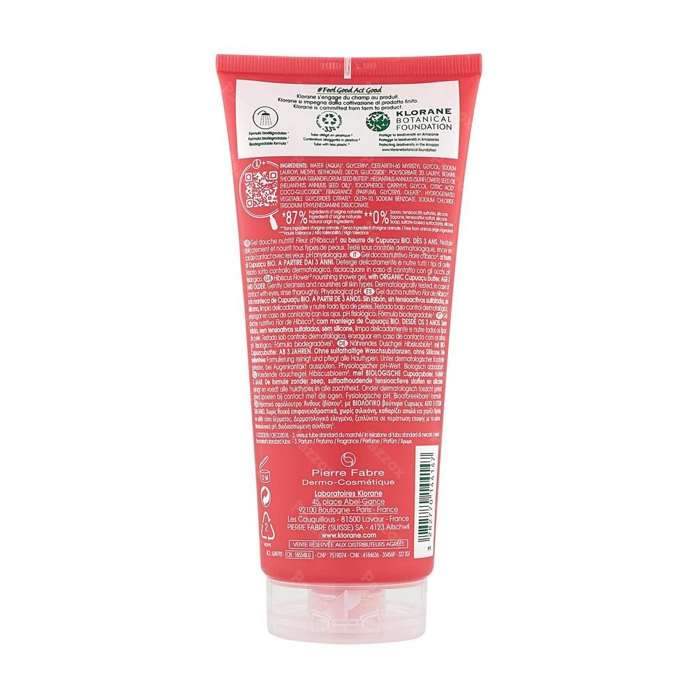 Klorane Lichaam Douchegel Hibiscusbloem 200ml Nf