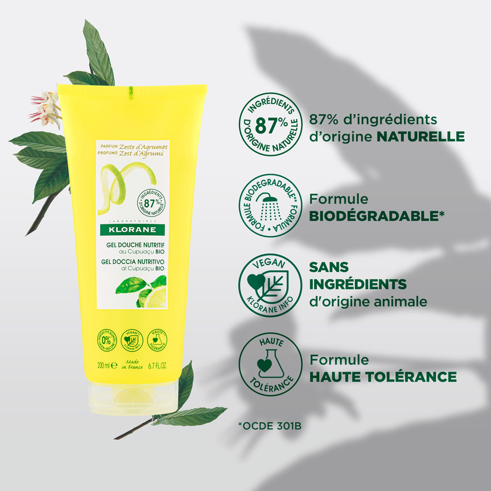 Klorane Corps Douche Gel Zeste Agrumes 200ml Nf