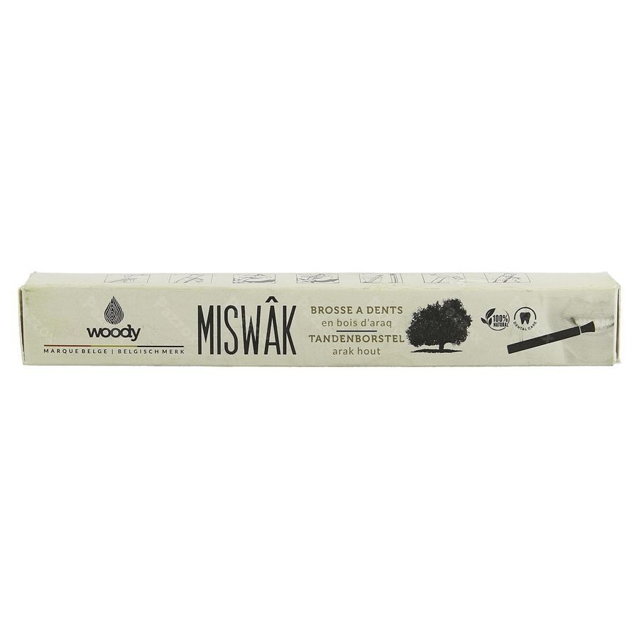 Woody Miswak Brosse Dents en bois d'Arak + Holder