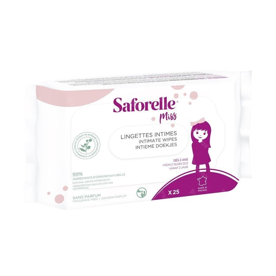 Saforelle Miss 25 Lingettes Intimes Compostable