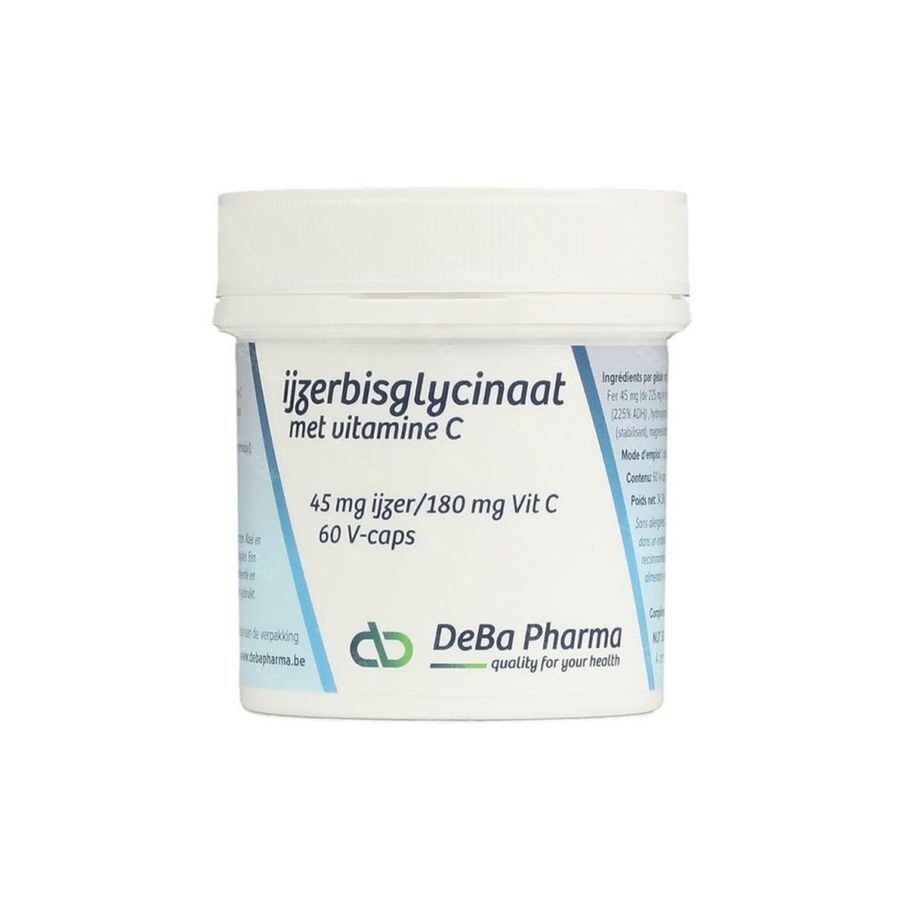 Ijzebisglycinaat 45mg + Vit C 180mg V-caps 60 Deba
