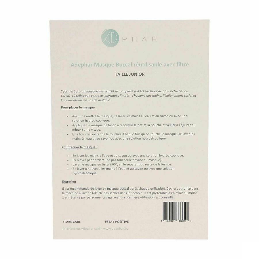 Masque Buccal Reutilisable Filtre Junior