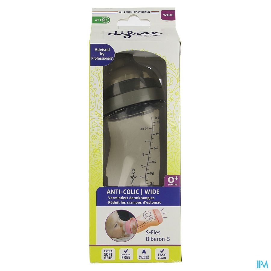 Difrax Biberon-s Wide Gris 310ml