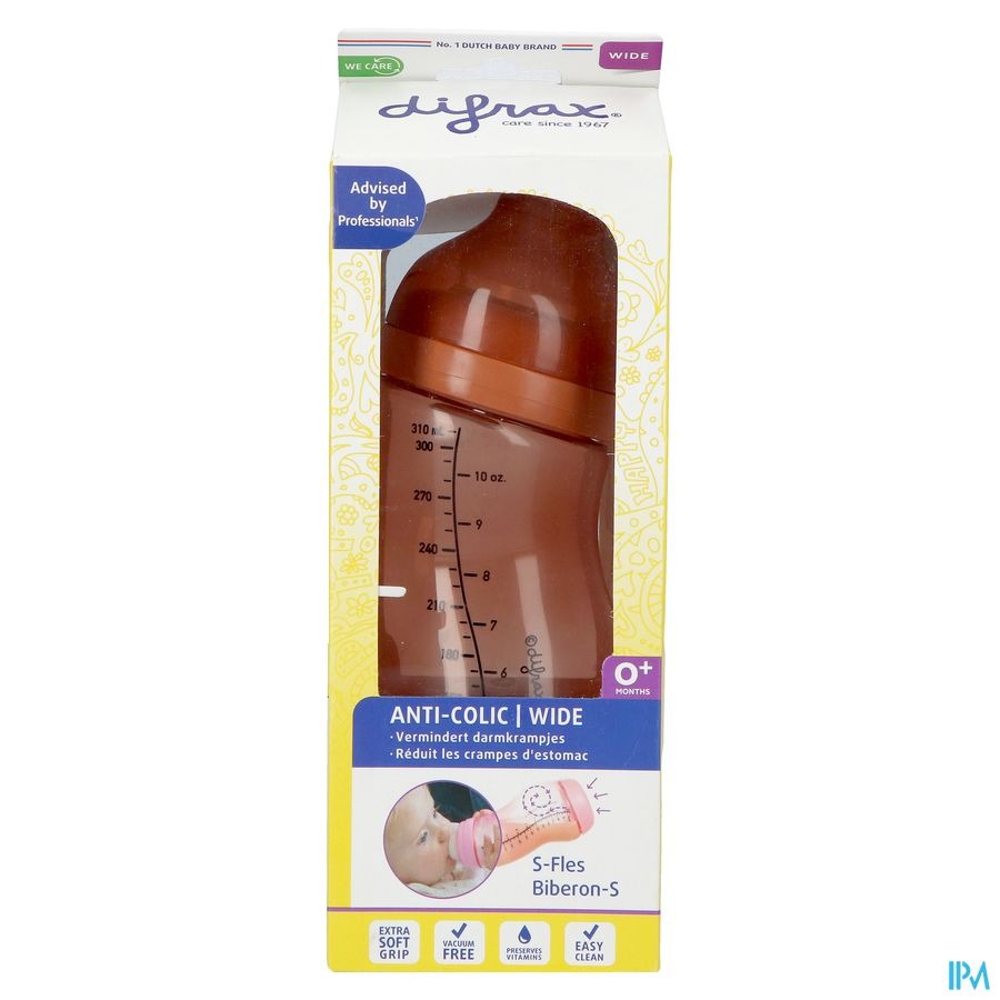 Difrax Biberon-s Wide Brun 310ml