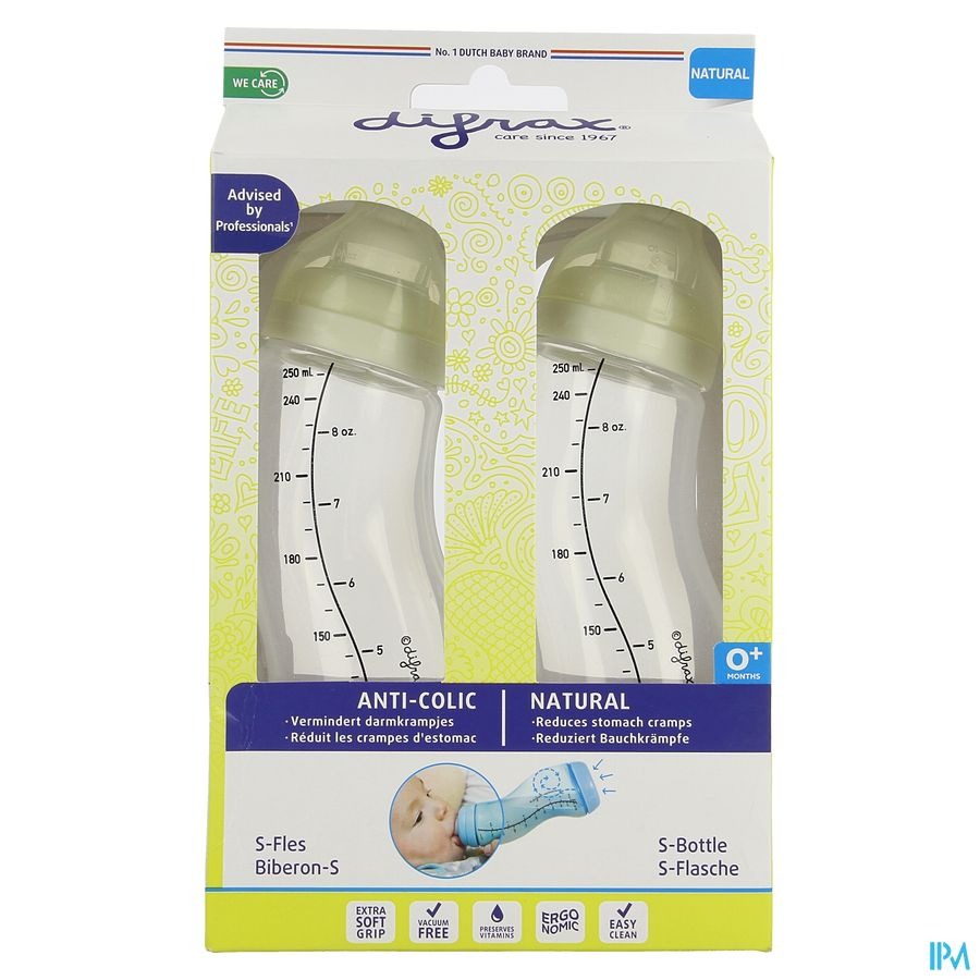 Difrax S-fles Natural Creme/creme 250ml 2pack