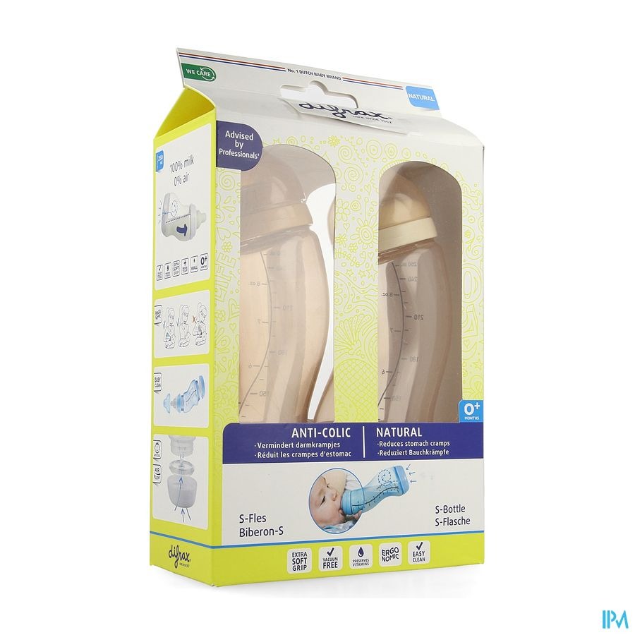 Difrax Biberon-s Natural Rose/brun 250ml 2pack