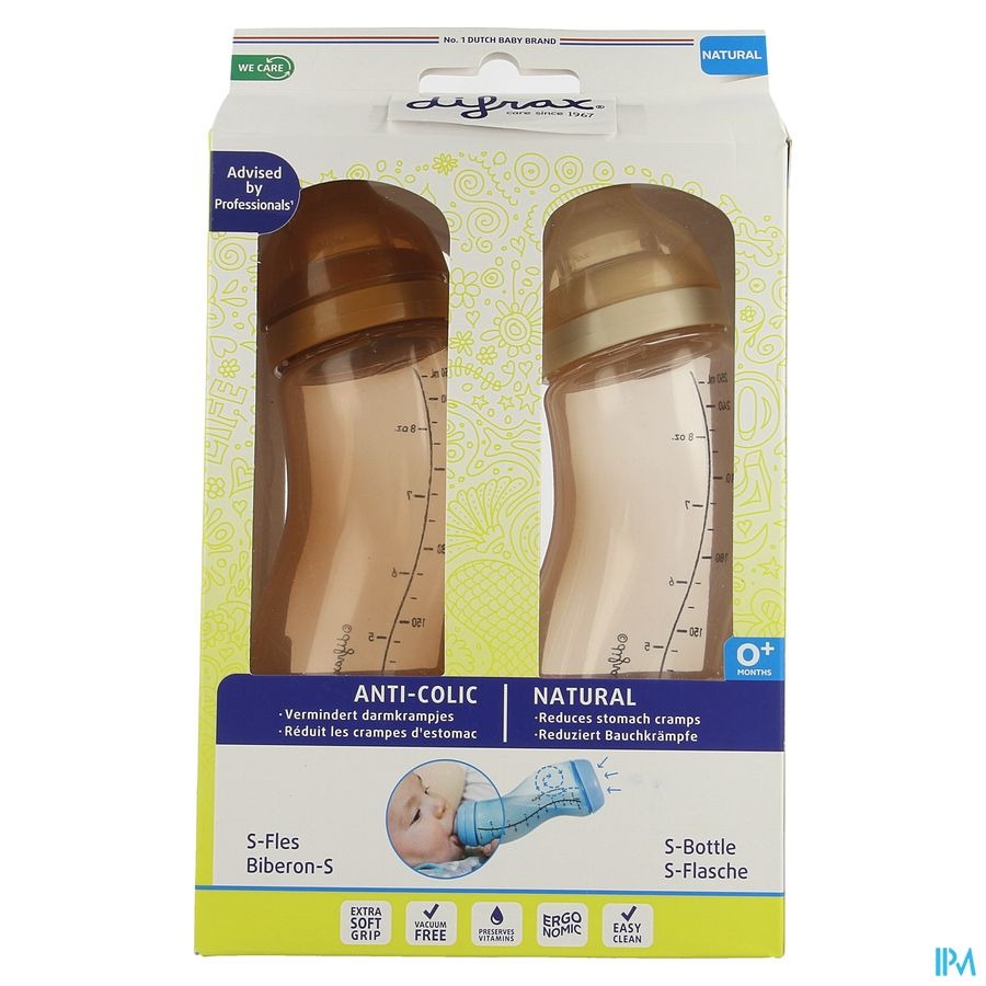 Difrax Biberon-s Natural Rose/brun 250ml 2pack