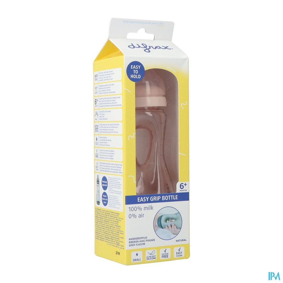 Difrax Biberon Poignee Rose 240ml