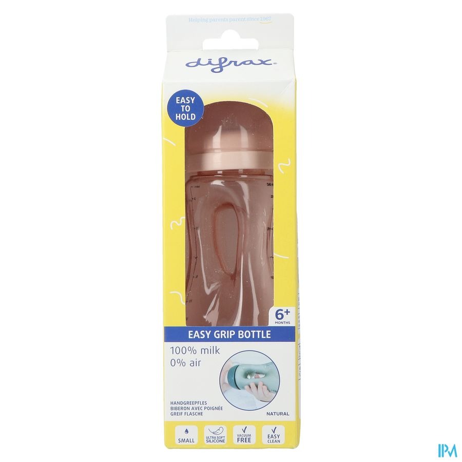 Difrax Biberon Poignee Rose 240ml