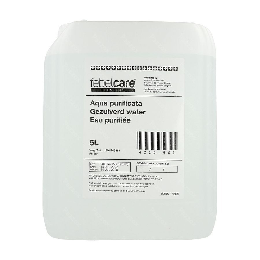 Gezuiverd Water (aqua Purificata) 5l Febelcare