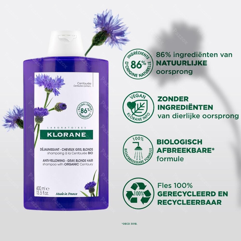 Klorane Zilvershampoo Met Duizendguldenkruid Grijs en Blond Haar 200ml