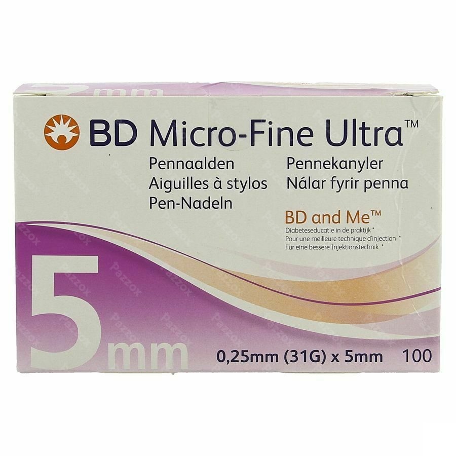 Bd Microfine Ultra Pennaald 0,25mmx5mm Easyflow100