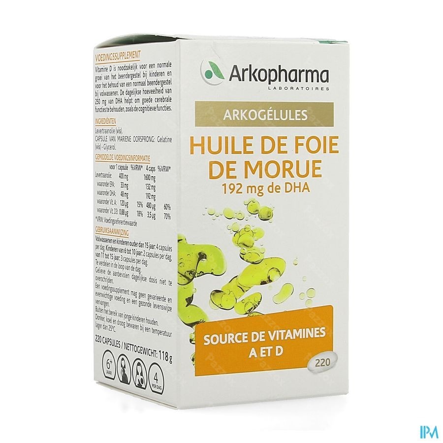 Arkogelules Huile Foie Morue Caps 220 Arkopharma