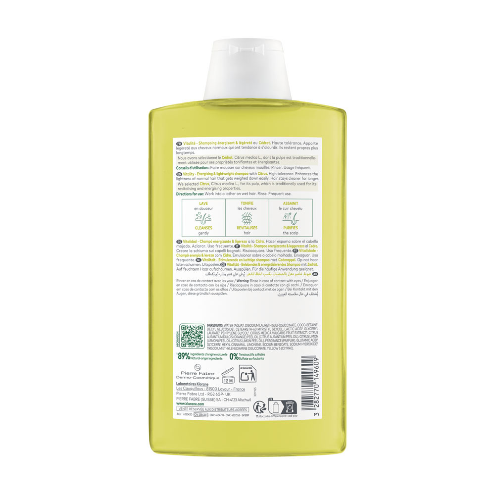 Klorane Shampooing Pulpe Cedrat 400ml Nf