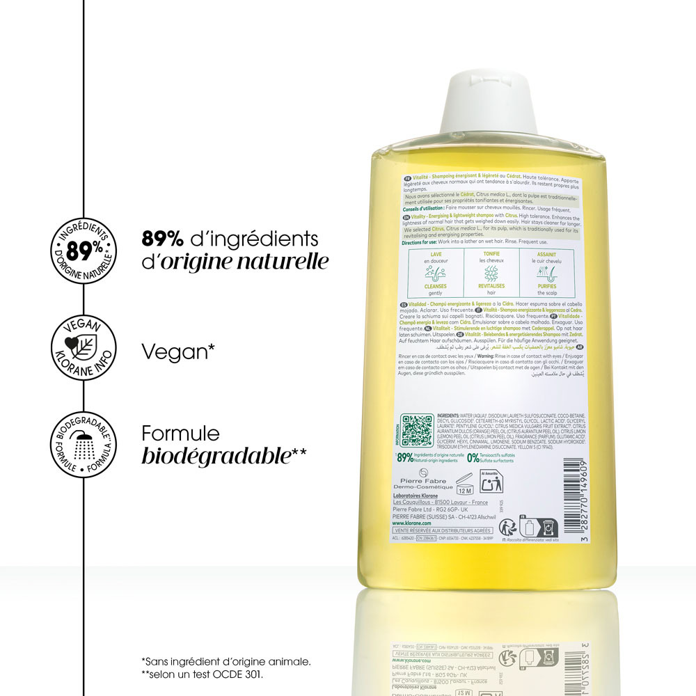 Klorane Shampooing Pulpe Cedrat 400ml Nf