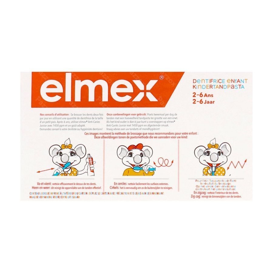Elmex Dentifrice Enfant 2-6 Ans 2x50ml